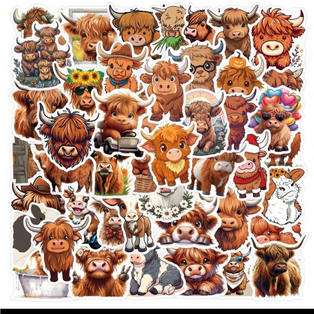 Highland Cow Sticker Pack (56 pieces)